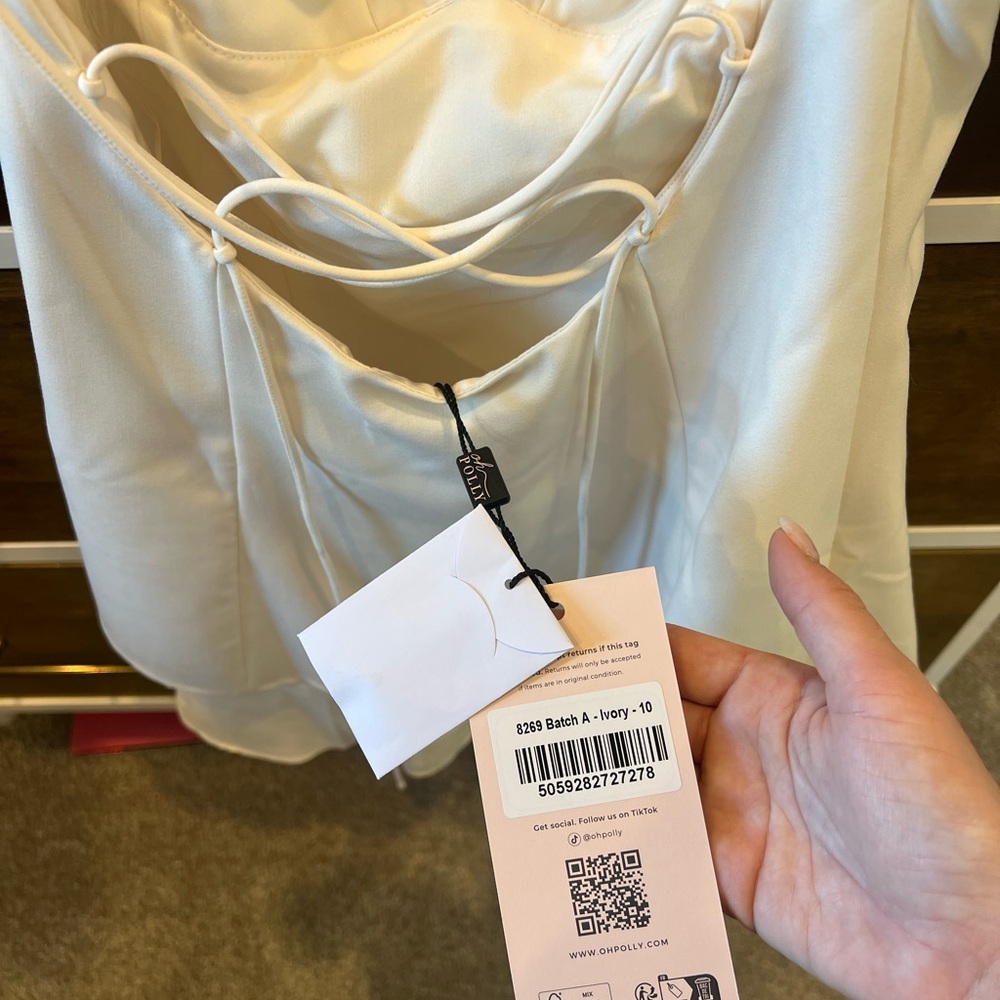 Oh Polly Cassandra Cream Ivory Mini Dress Button-Details - Picture 8 of 11